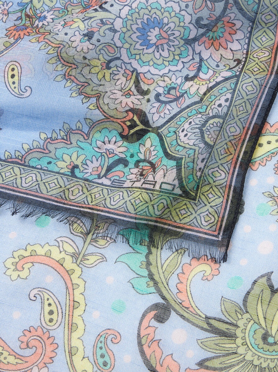 SILK-BLEND SCARF WITH LEAFY MOTIF - 3