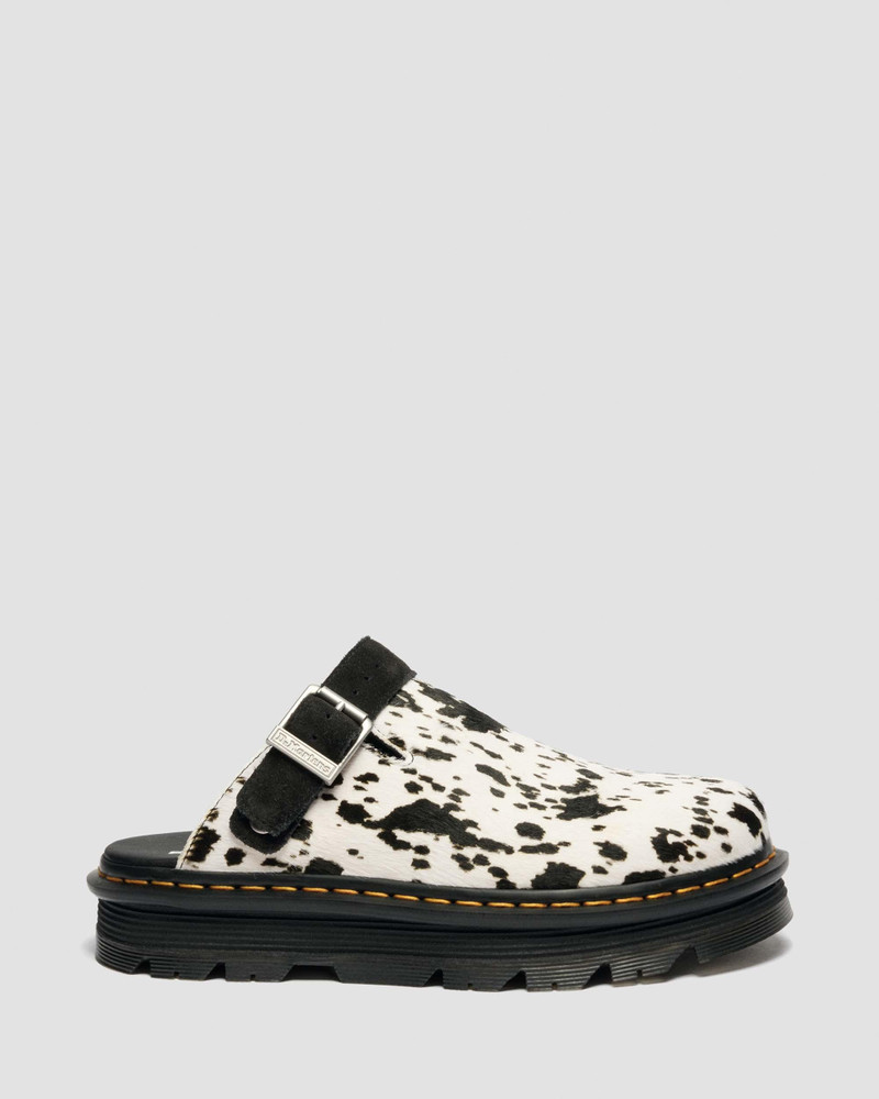 Zebzag Dalmatian Hair On Leather Slingback Platform Mules 1