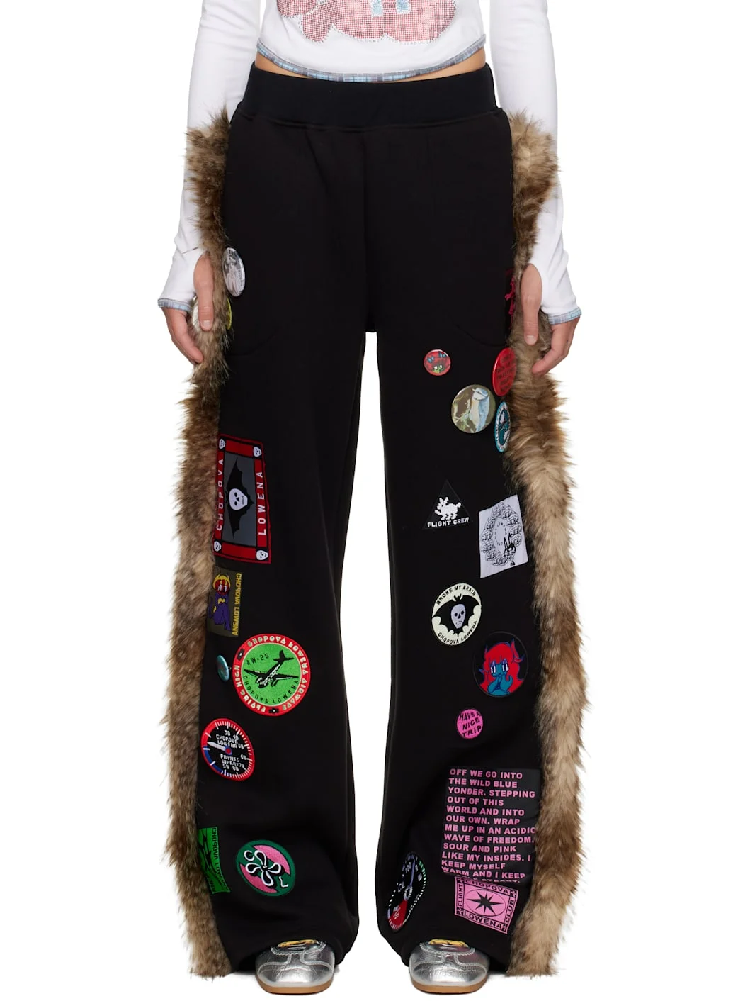 Black Faux-Fur Sweatpants - 1