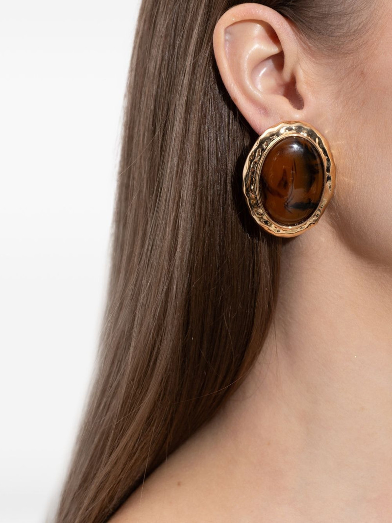 self-portrait tortoiseshell round-shape earrings outlook