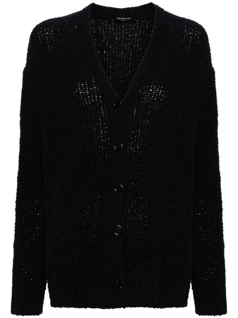V-neck bouclÃ©-knit cardigan 1