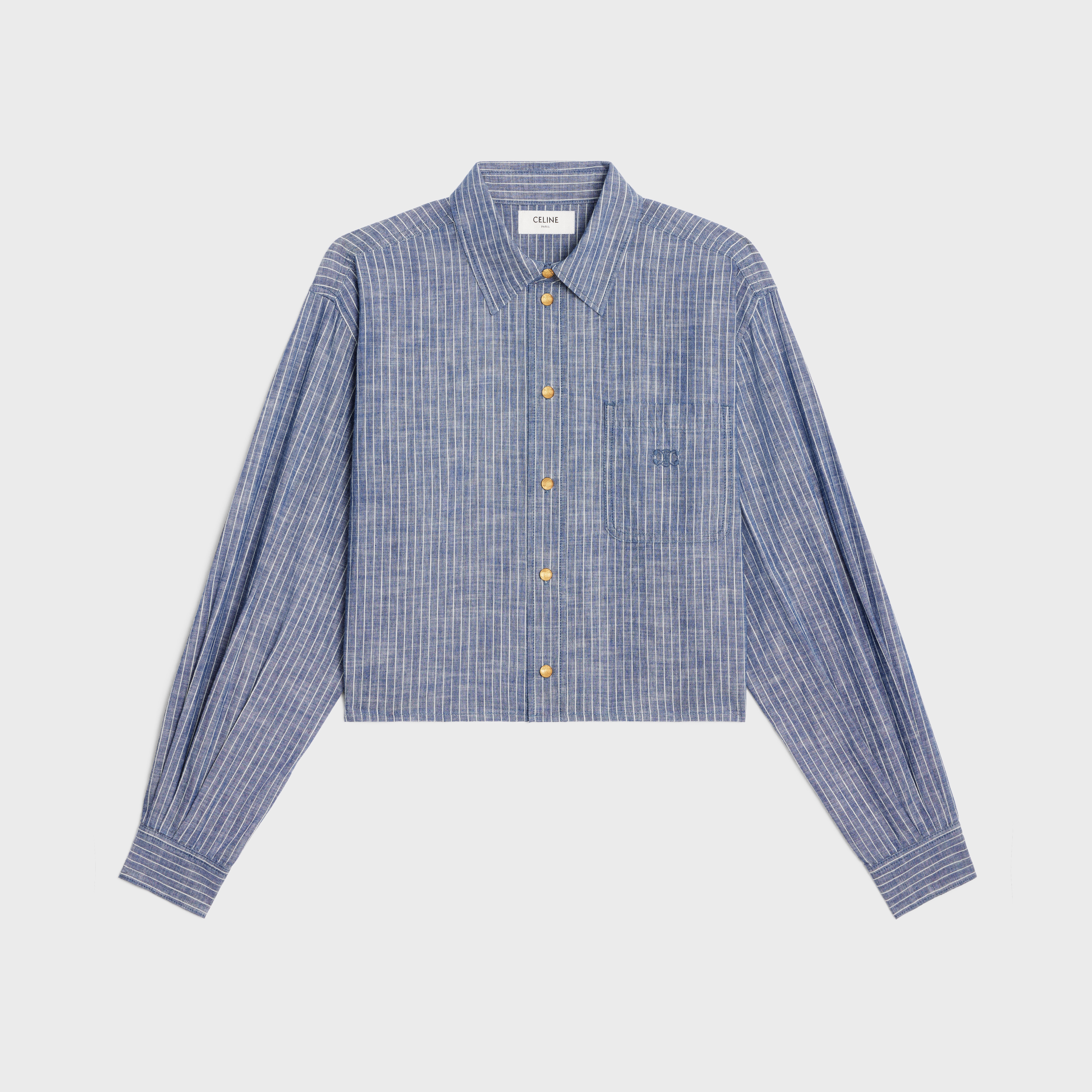 cropped shirt in striped cotton - 1