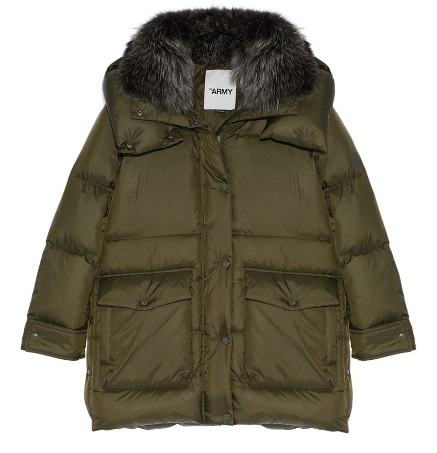 3/4-length puffer jacket made from a water-resistant technical fabric with a fox fur collar - 1