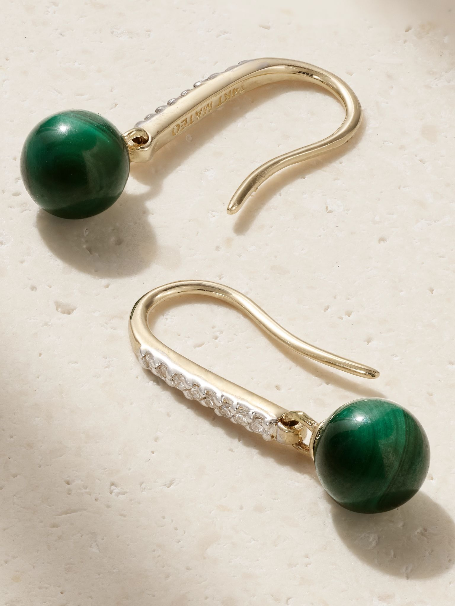 14-karat gold, malachite and diamond earrings Gold - 4