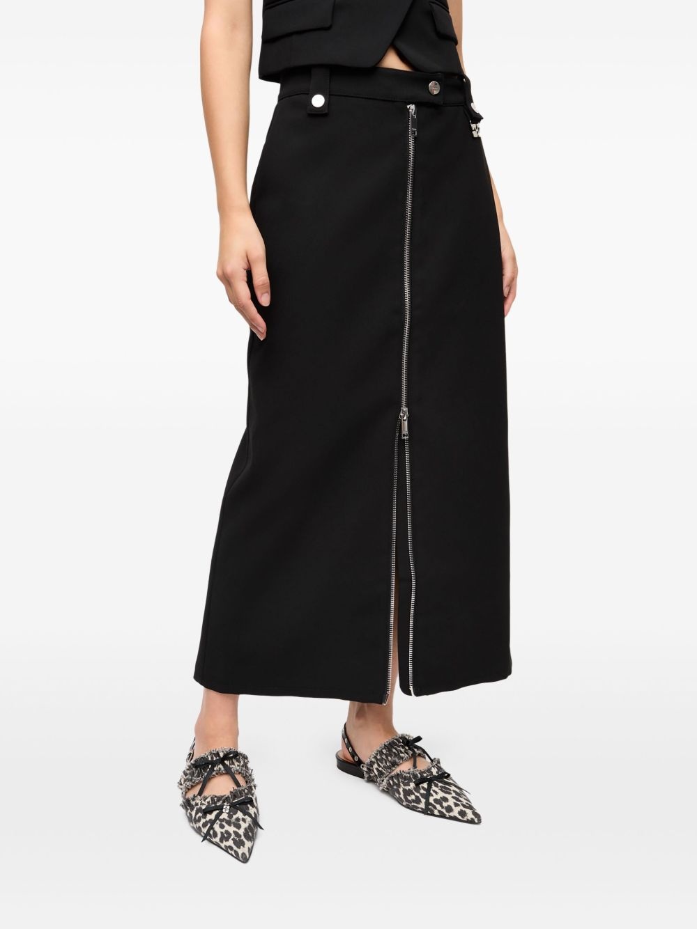 スカート Ganni Bonded Crepe Skirt With Butterfly Hardware Ganni Bonded Crepe Skirt With Butterfly Hardware - Black