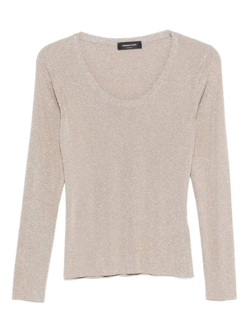 scoop-neck long-sleeve top 1