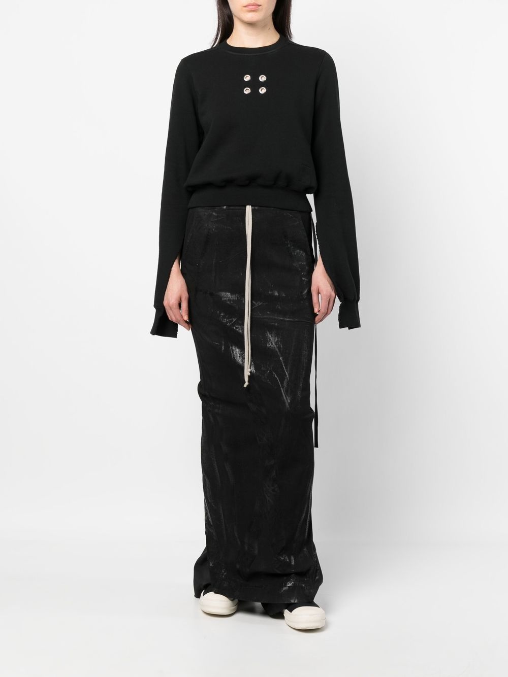 eyelet-embellished cropped sweatshirt - 2