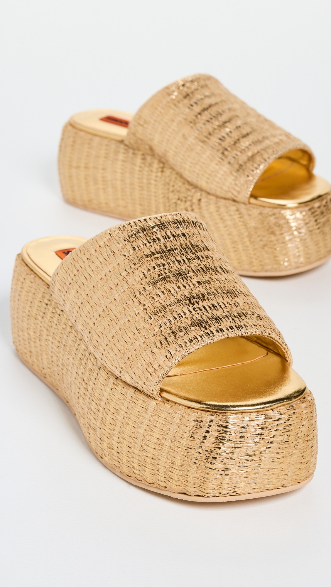 Metallic Raffia Cloudy Platform Sandals - 4