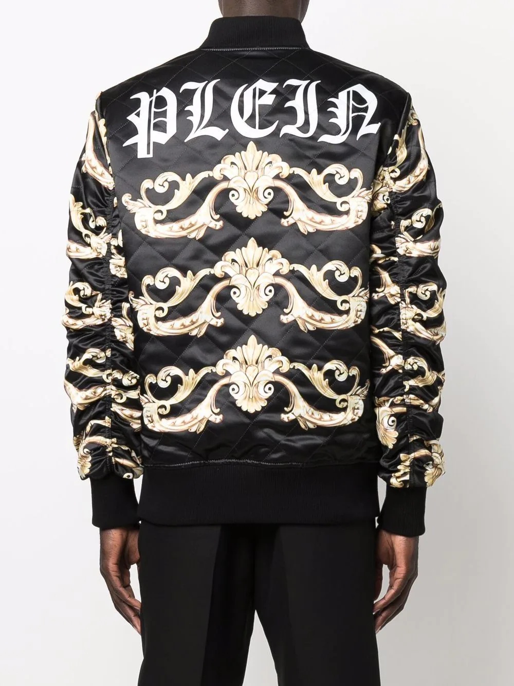 Gothic-print quilted bomber jacket - 4