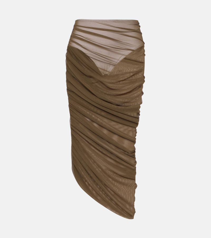 Diana ruched asymmetric midi skirt 1