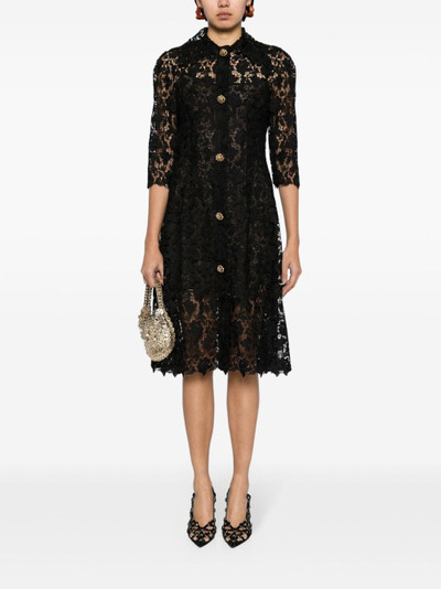 Oscar de la Renta sequinned guipure-lace shirtdress outlook