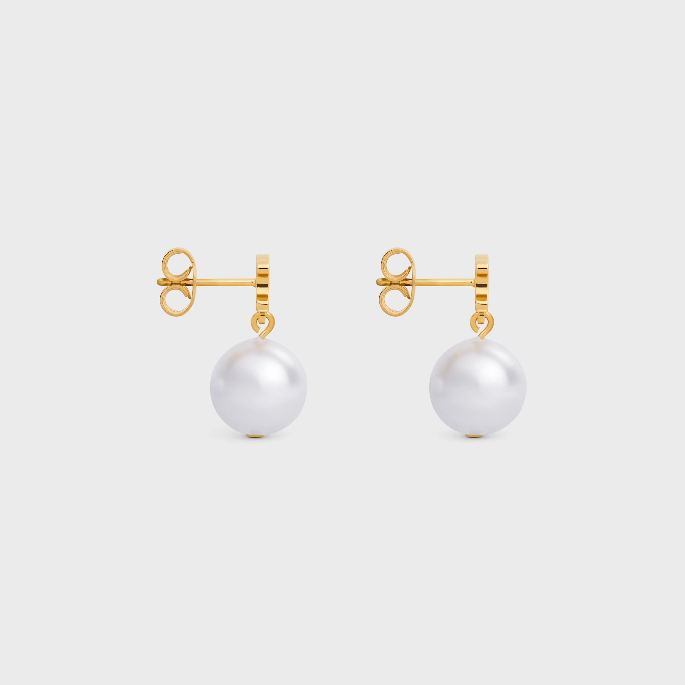 Les Perles Celine Earrings in Brass with Gold Finish and Resin Pearls - 3