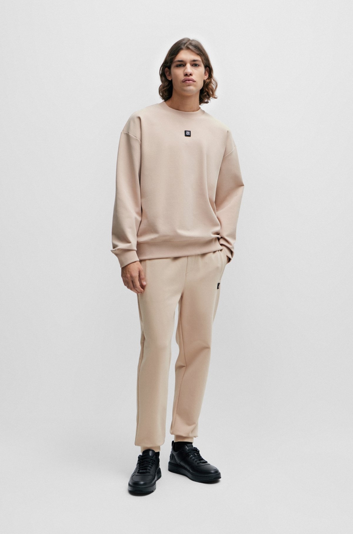 STRETCH-COTTON TRACKSUIT BOTTOMS WITH STACKED LOGO - 4
