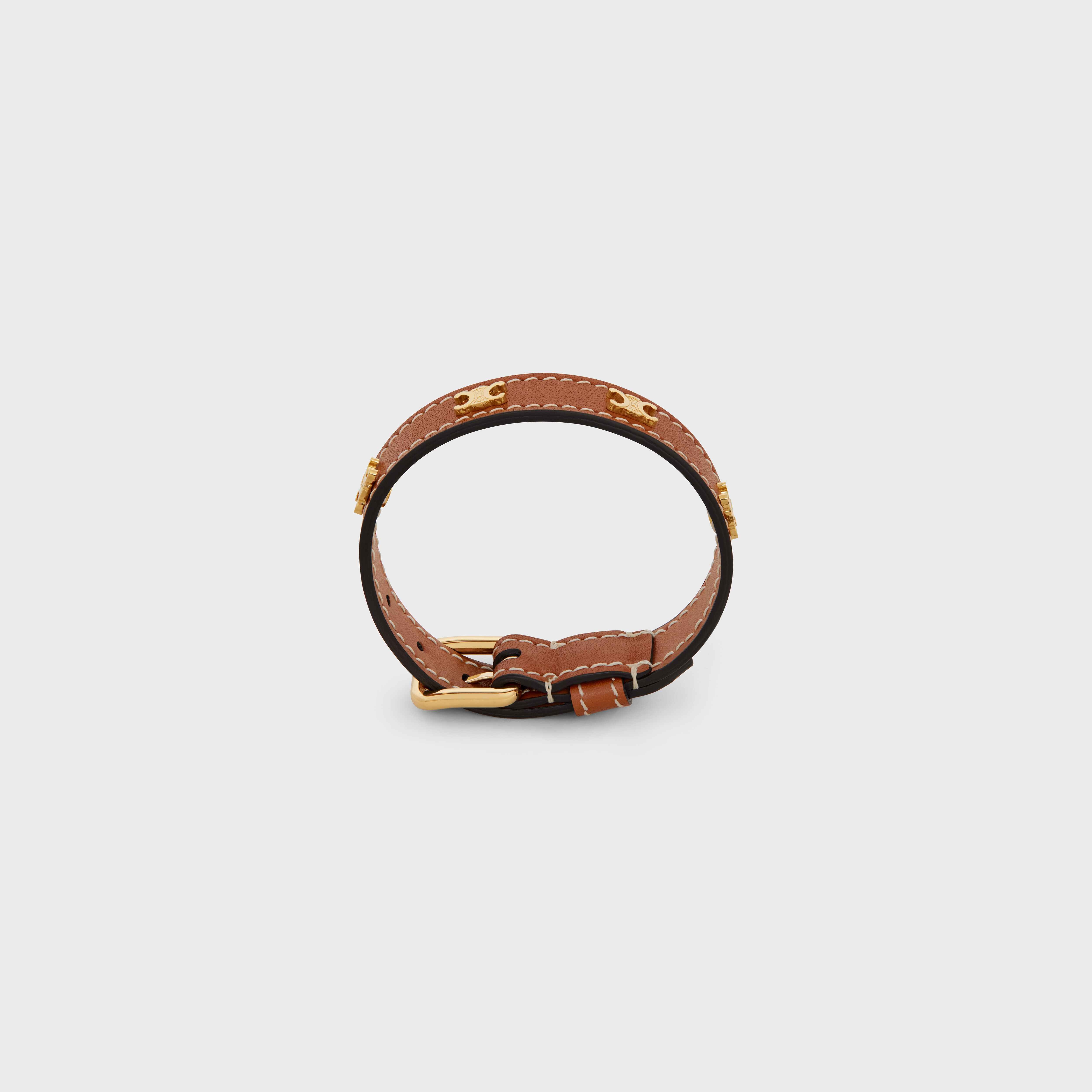 Les Cuirs Celine Bracelet in Calfskin and Brass with Gold Finish - 1