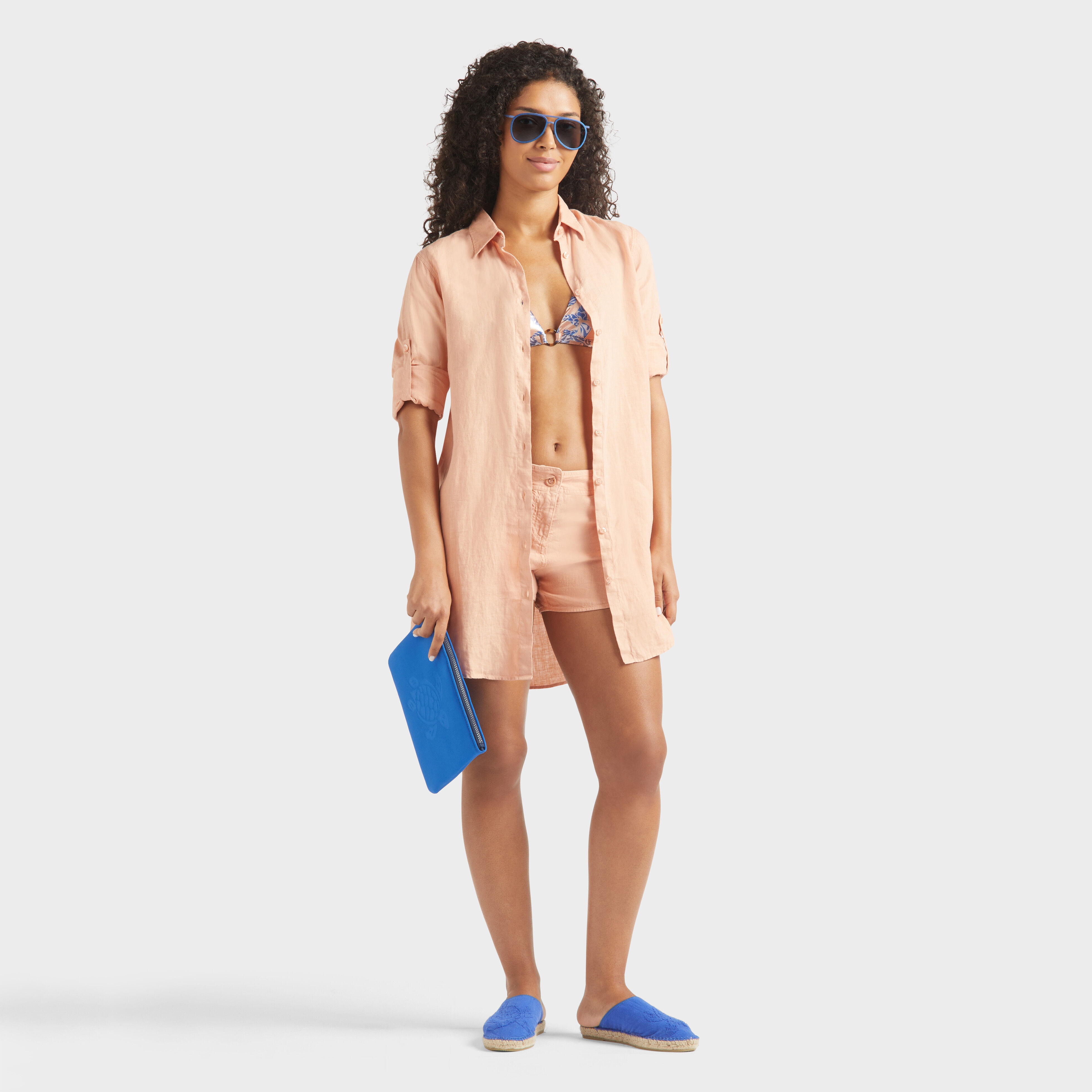 Women Linen Shirt Dress Solid - 5