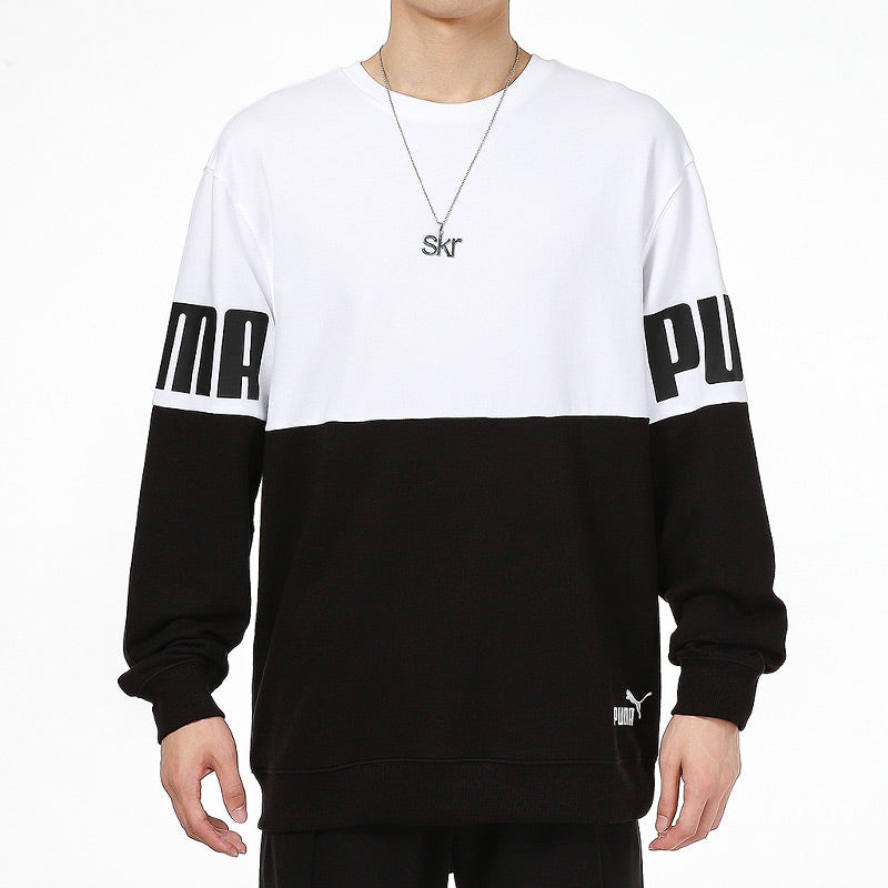 PUMA Colorblock Alphabet Round Neck Pullover Black White 847722-02 - 3