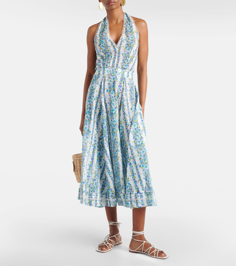 Poupette St Barth Beth floral halterneck cotton midi dress outlook
