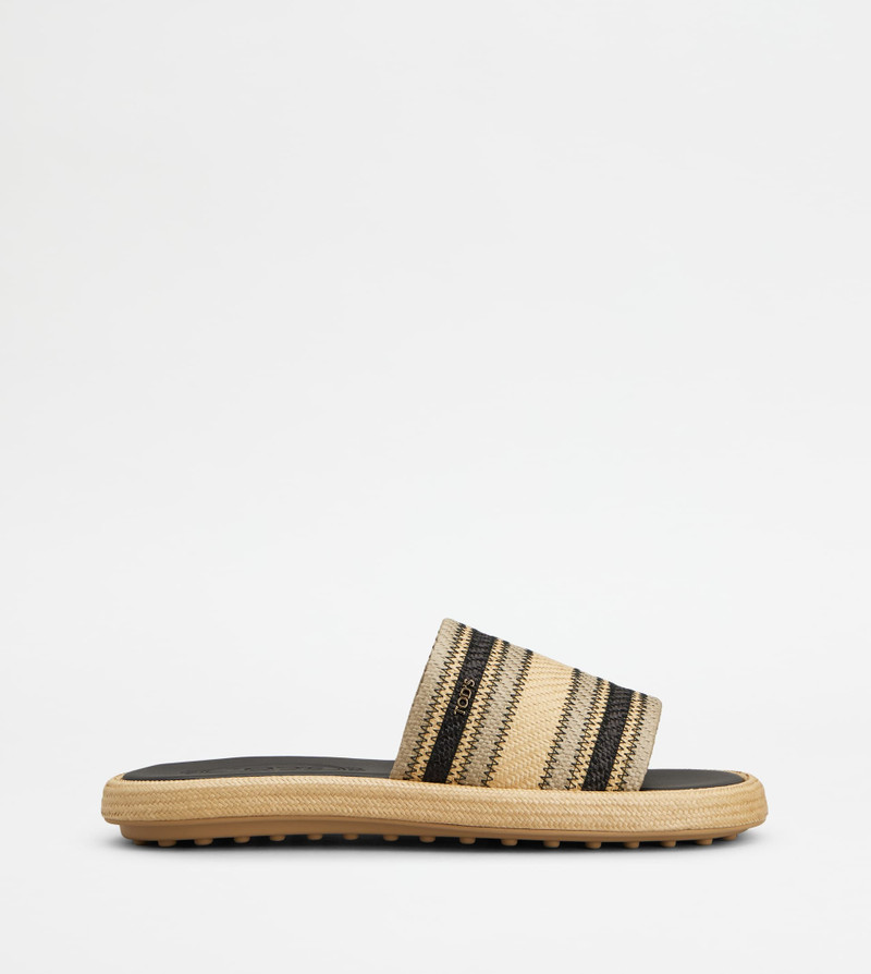 SANDALS IN FABRIC - BEIGE, BLACK - 1