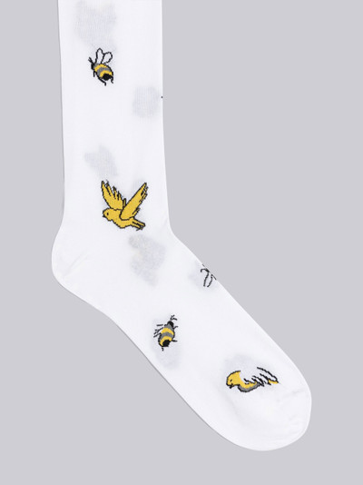 Thom Browne Mercerized Cotton Birds and Bees Mid Calf Socks outlook