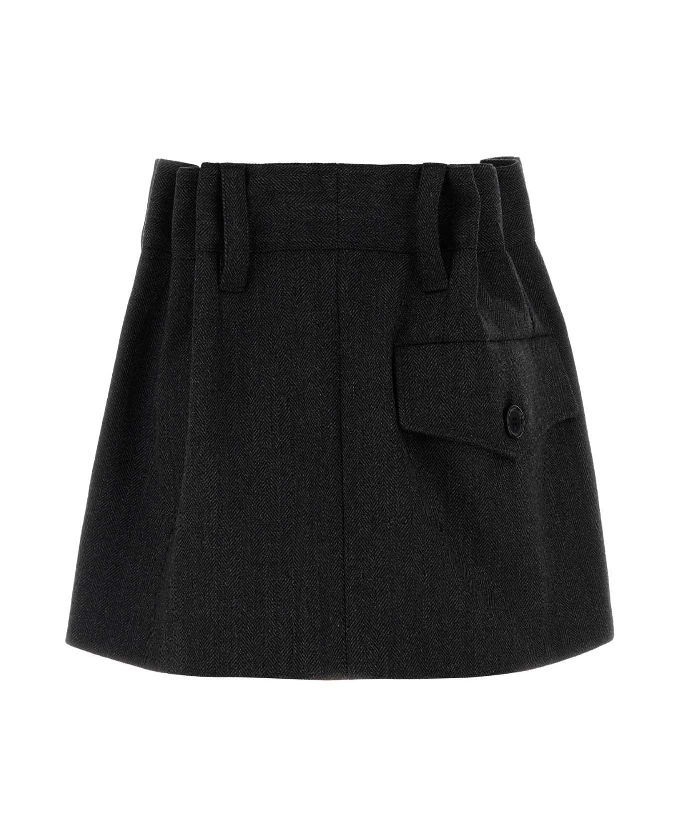 Embroidered Wool Mini Skirt - 2