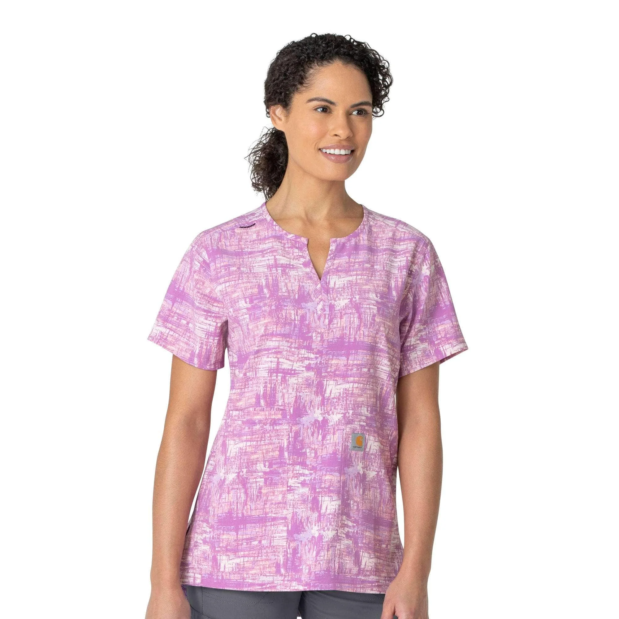 Women's Force Notch Neck Print Scrub Top - 1