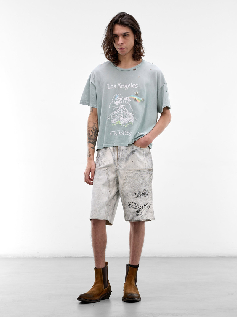 Paly White Leather Holy Mountain Shorts outlook