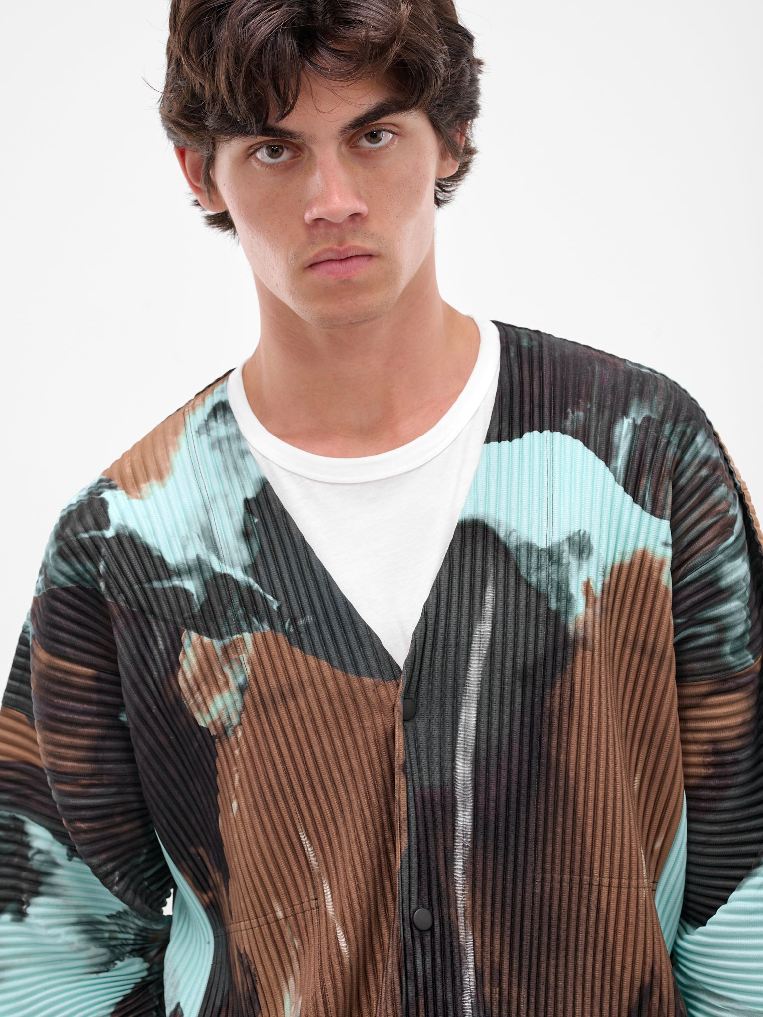 Brown Agate Pleated Cardigan - 4