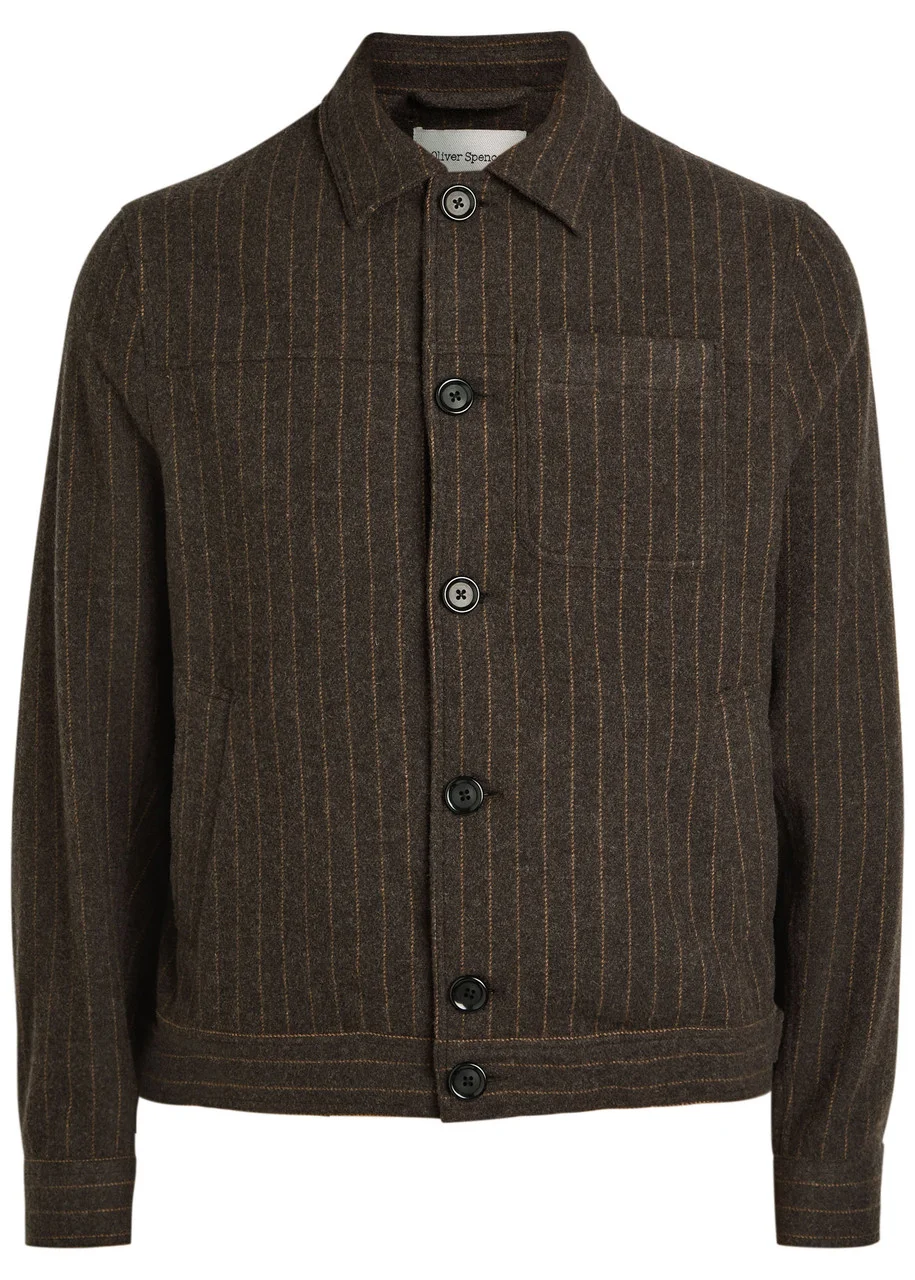 Oliver Spencer Buffalo Striped Wool-blend Overshirt - 1
