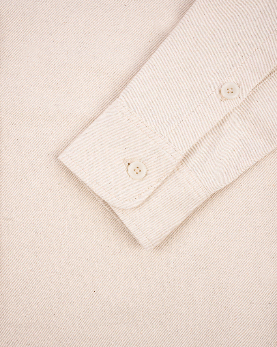 IHSH-414-WHT 9oz Cotton Linen Work Shirt - Off White - 8