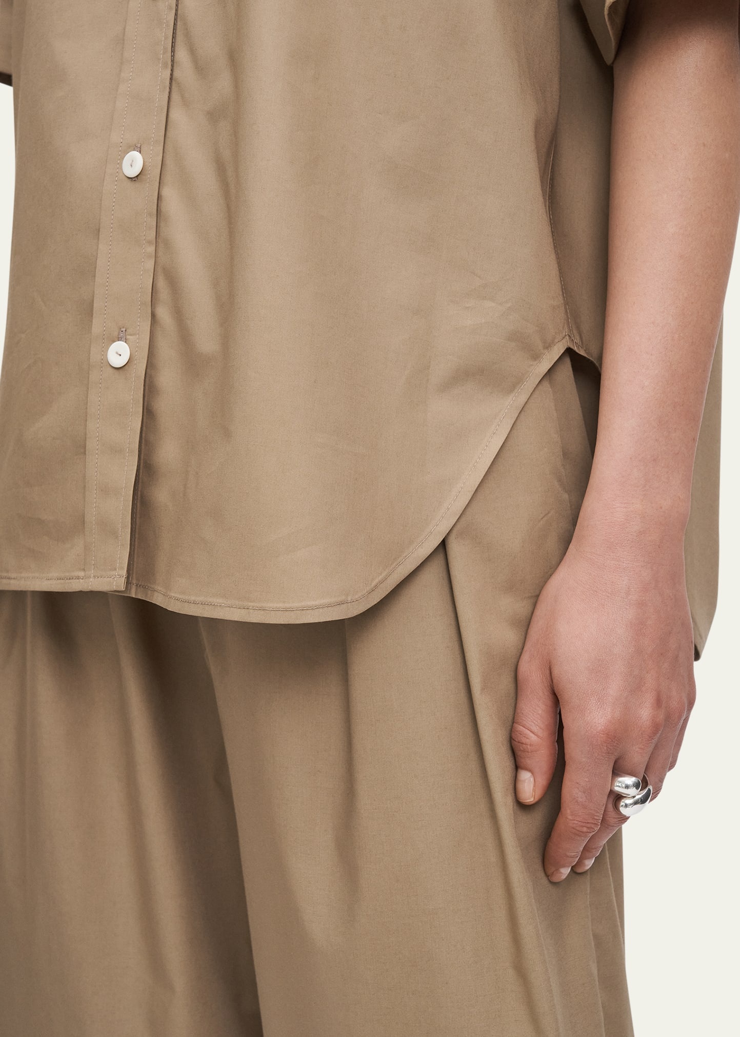 Oversized Short-Sleeve Cotton Twill Shirt - 5