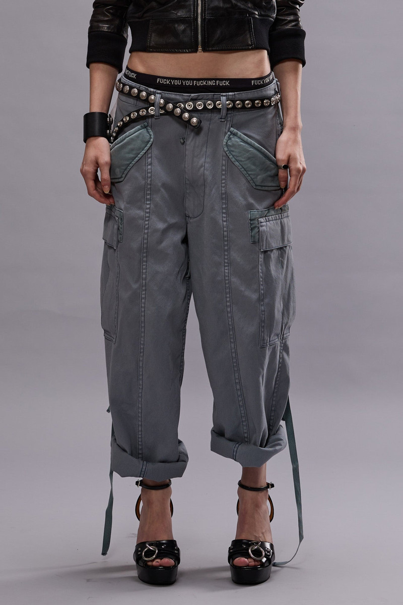 R13 CROPPED CARGO - FADED STEEL BLUE CANVAS outlook