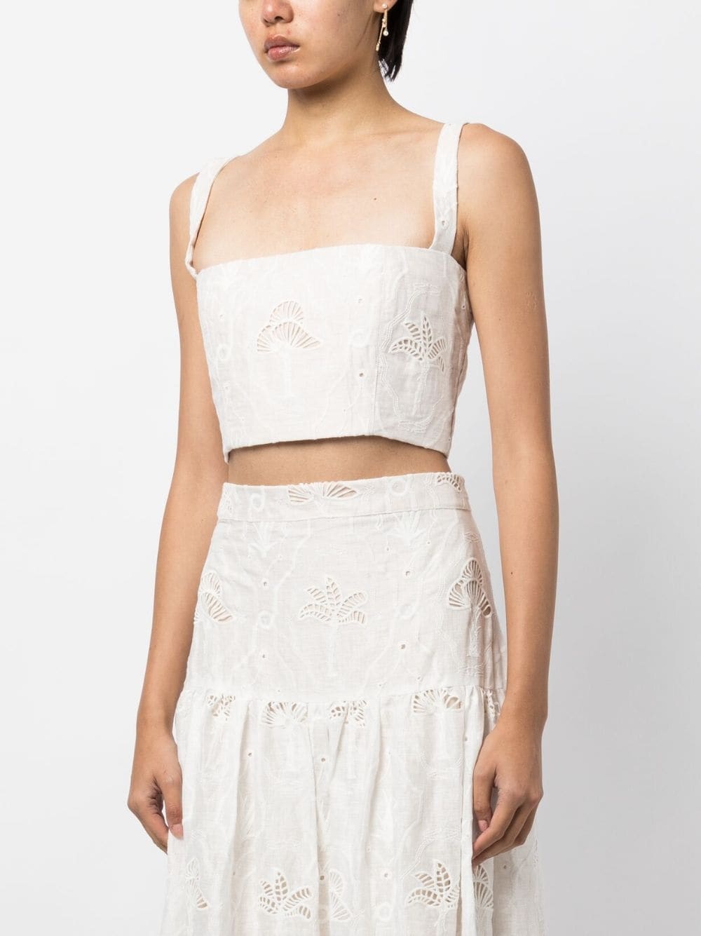 Cacao Eyelet linen crop top - 3