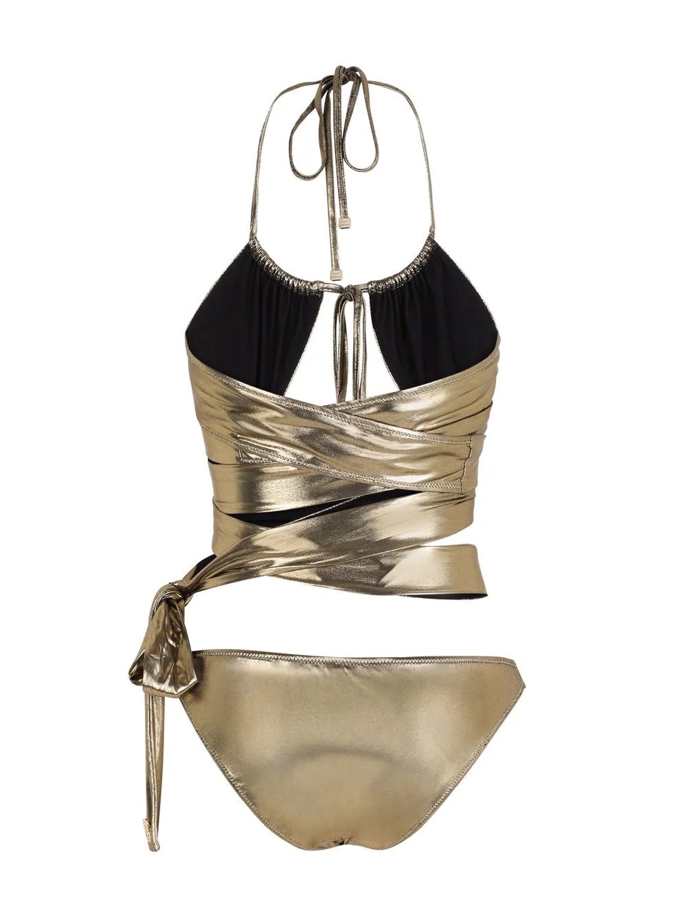 metallic cross-over straps swimsuit - 2