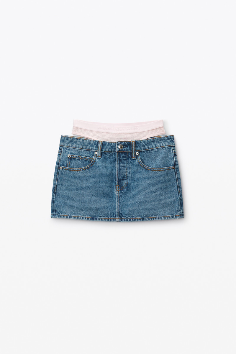 crystal hotfix pre-styled denim miniskirt - 1