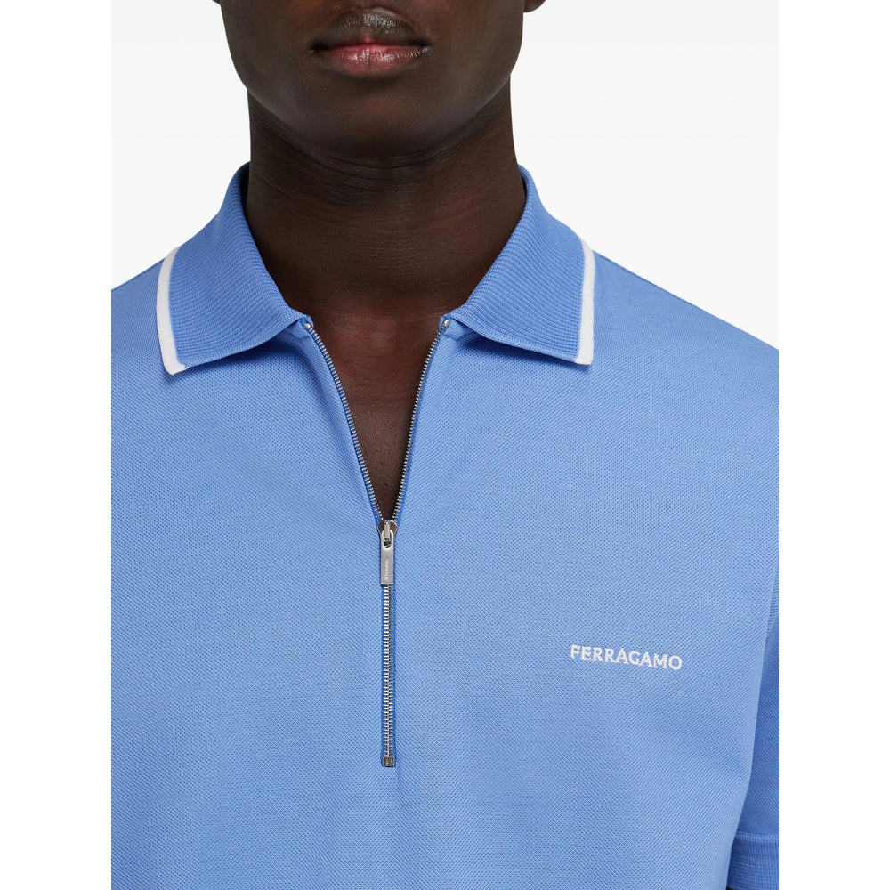 Ferragamo Blue Polo Shirts Men - 2