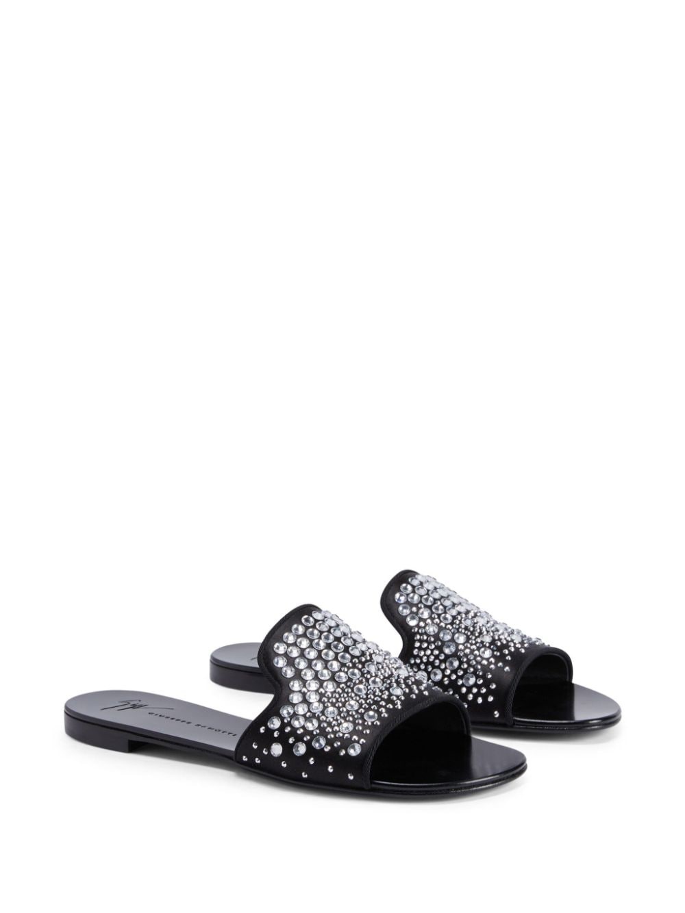 Andromedha rhinestone-embellished satin slides - 2
