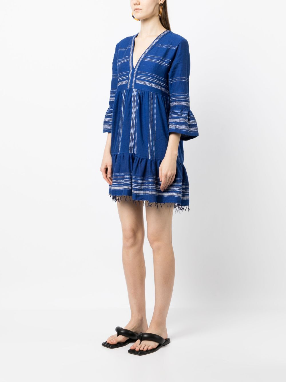frayed-hem cotton dress - 3