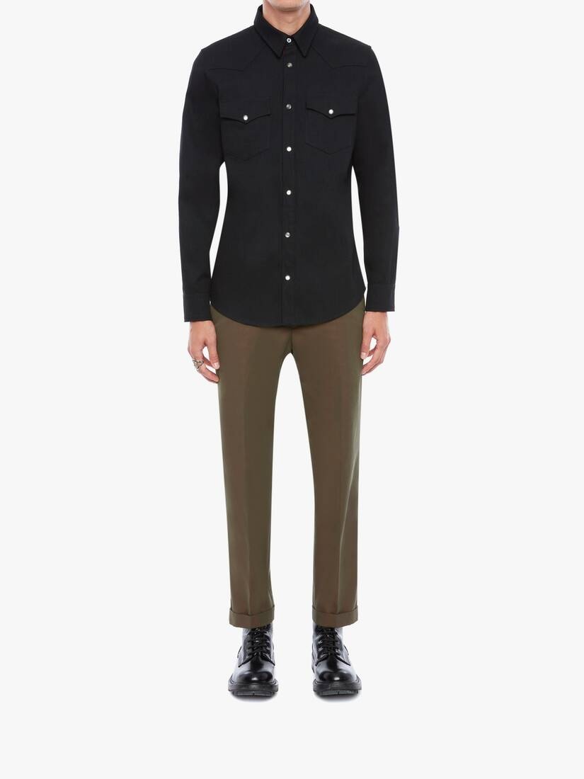 Selvedge Tape Denim Shirt in Black - 2