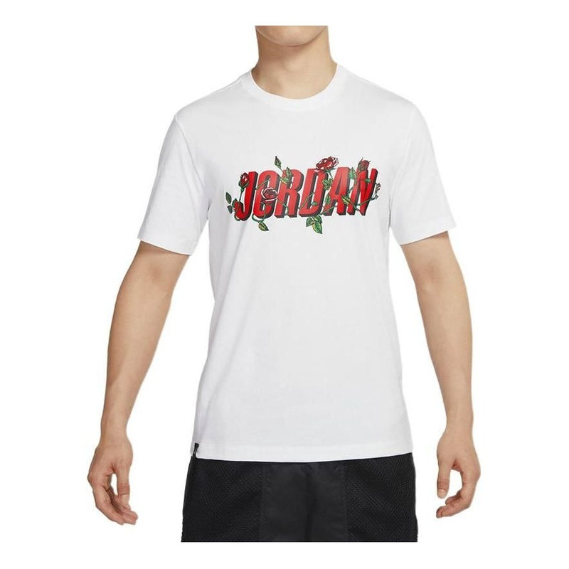Air Jordan Brand Sorry Alphabet Logo Printing Round Neck Short Sleeve White DQ7389-100 - 1