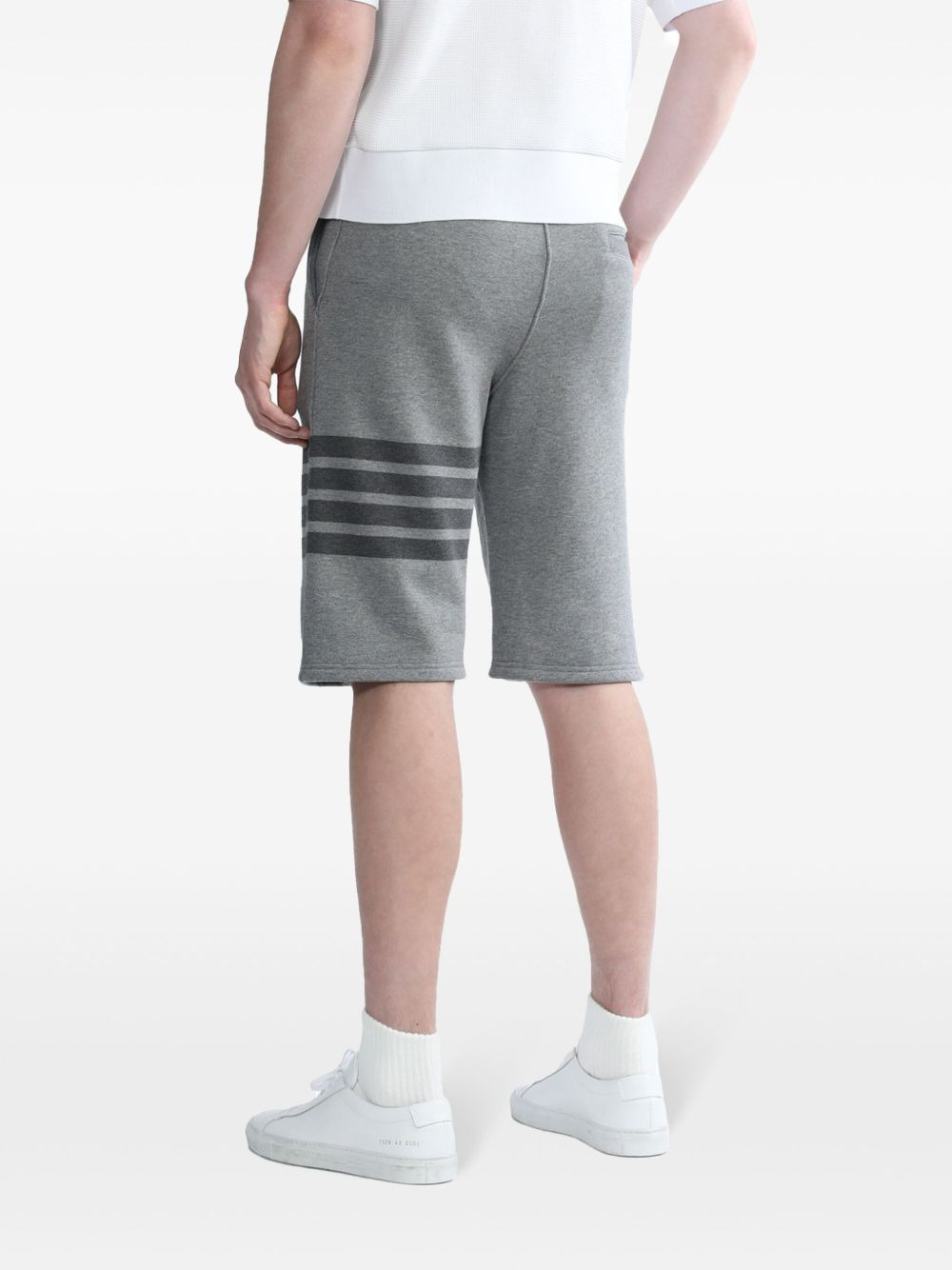 cotton striped track shorts - 4