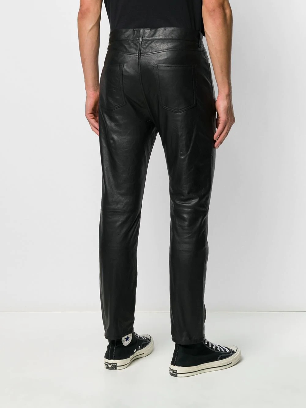 slim-fit leather trousers - 4