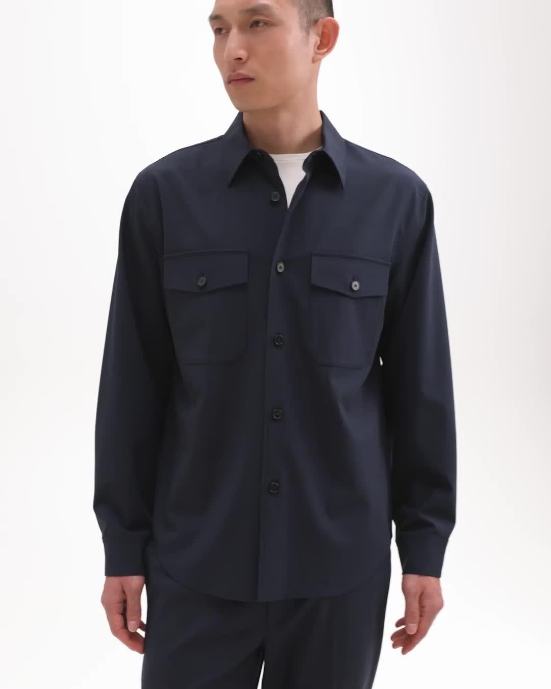 Garvin Shirt Jacket in Stretch Wool - 7