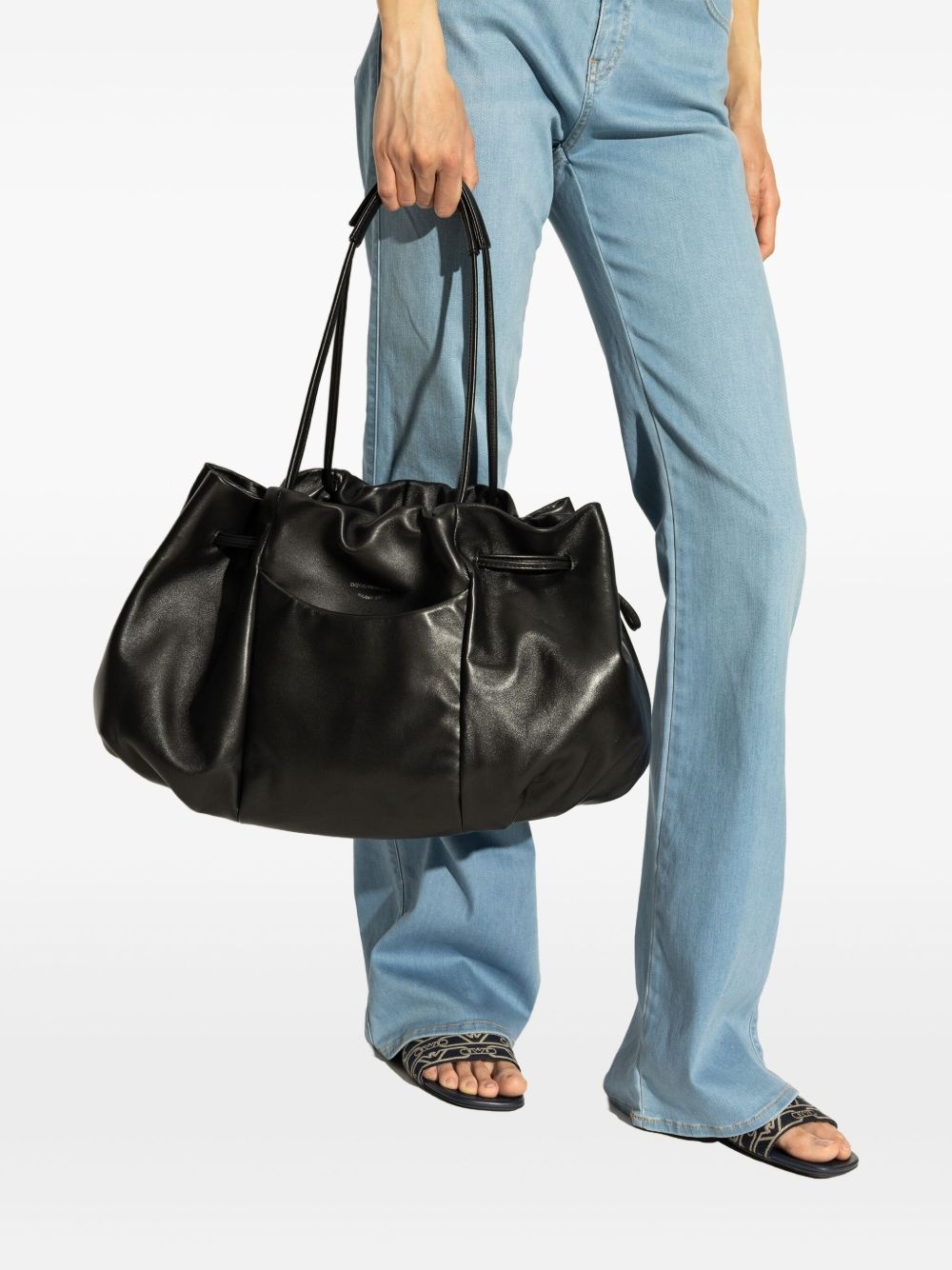 pleated leather tote bag - 2