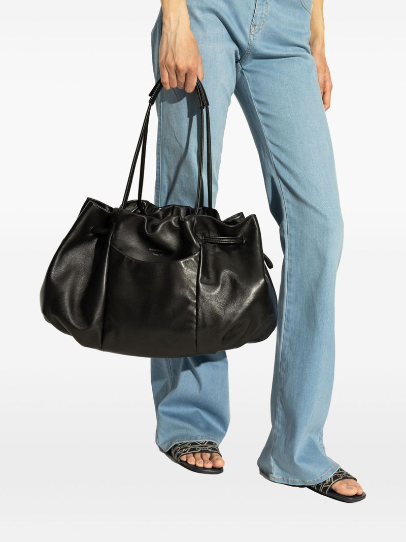 EMPORIO ARMANI pleated leather tote bag outlook