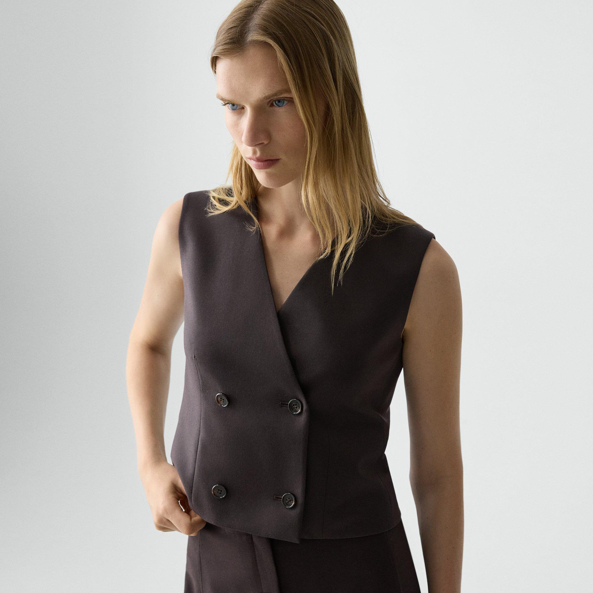 Shrunken Double-Breasted Vest in Sleek Flannel - 5
