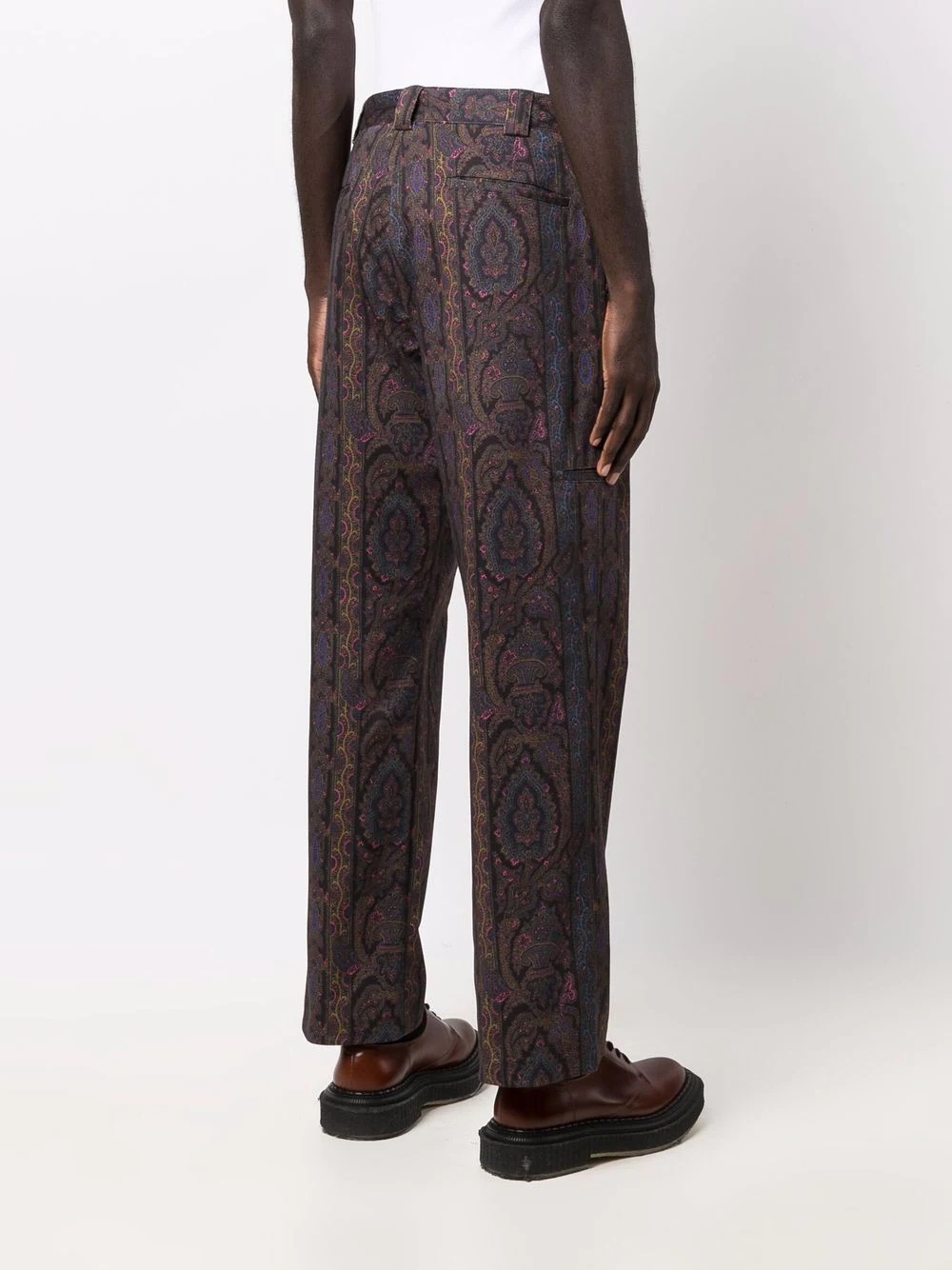 paisley-print straight leg trousers - 4