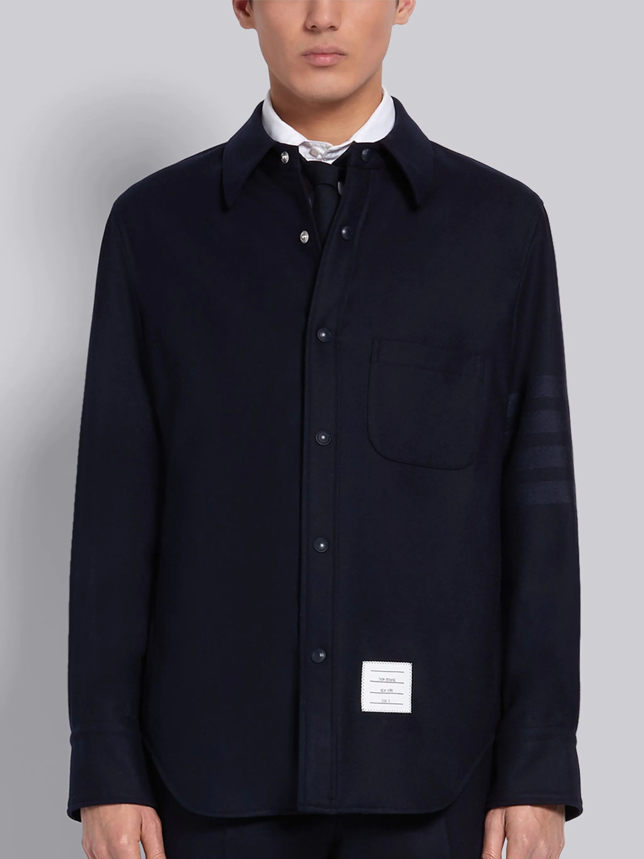 flannel tonal 4-Bar shirt jacket - 1