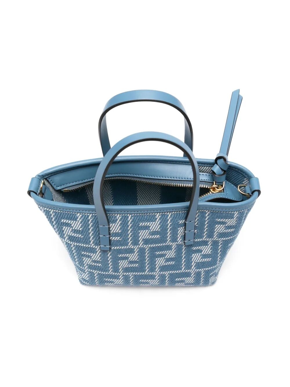 Fendi Women Denim-Effect Ff Jacquard Roll Mini Bag - 5