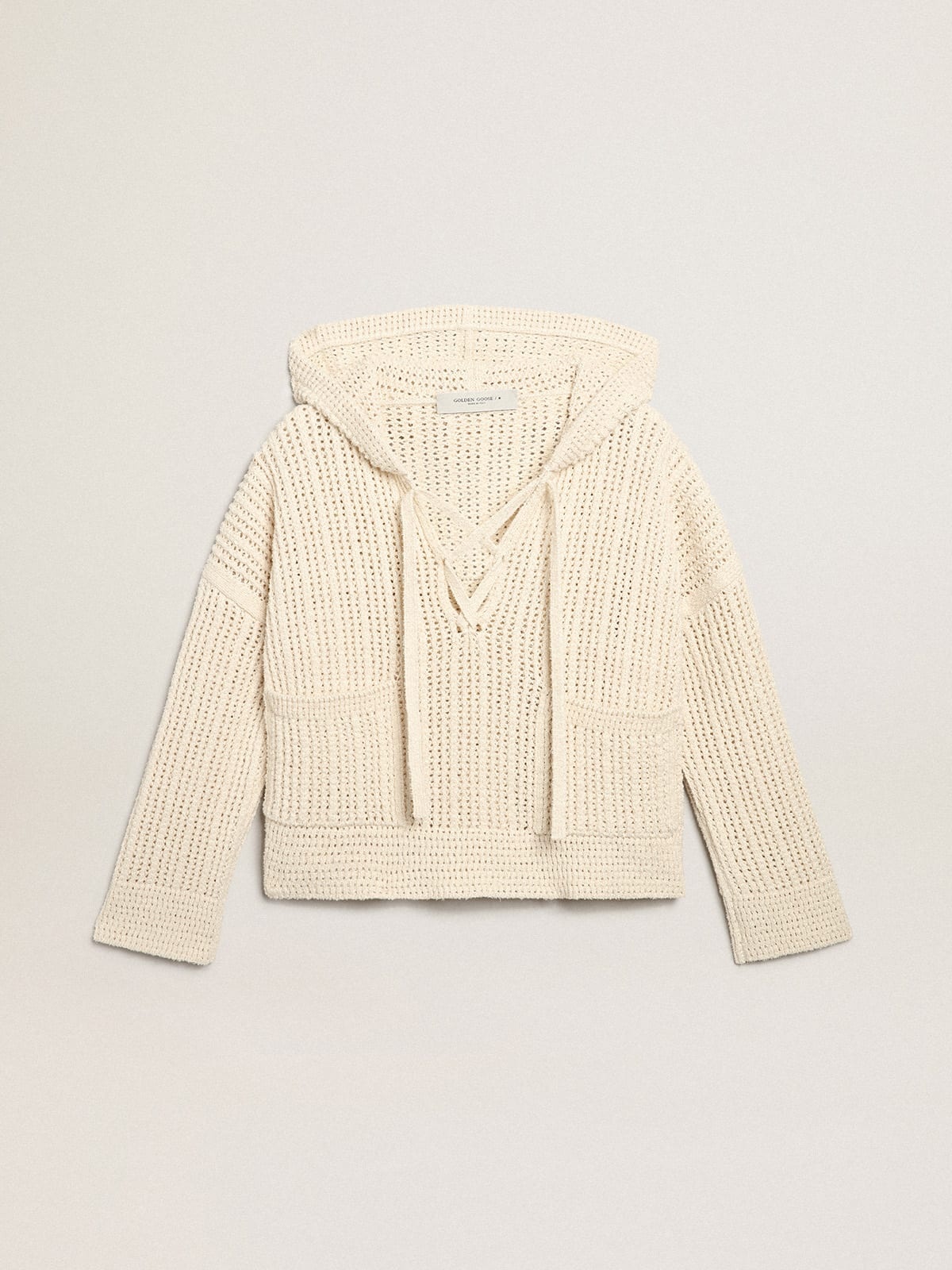 Hooded top in papyrus-colored cotton - 1