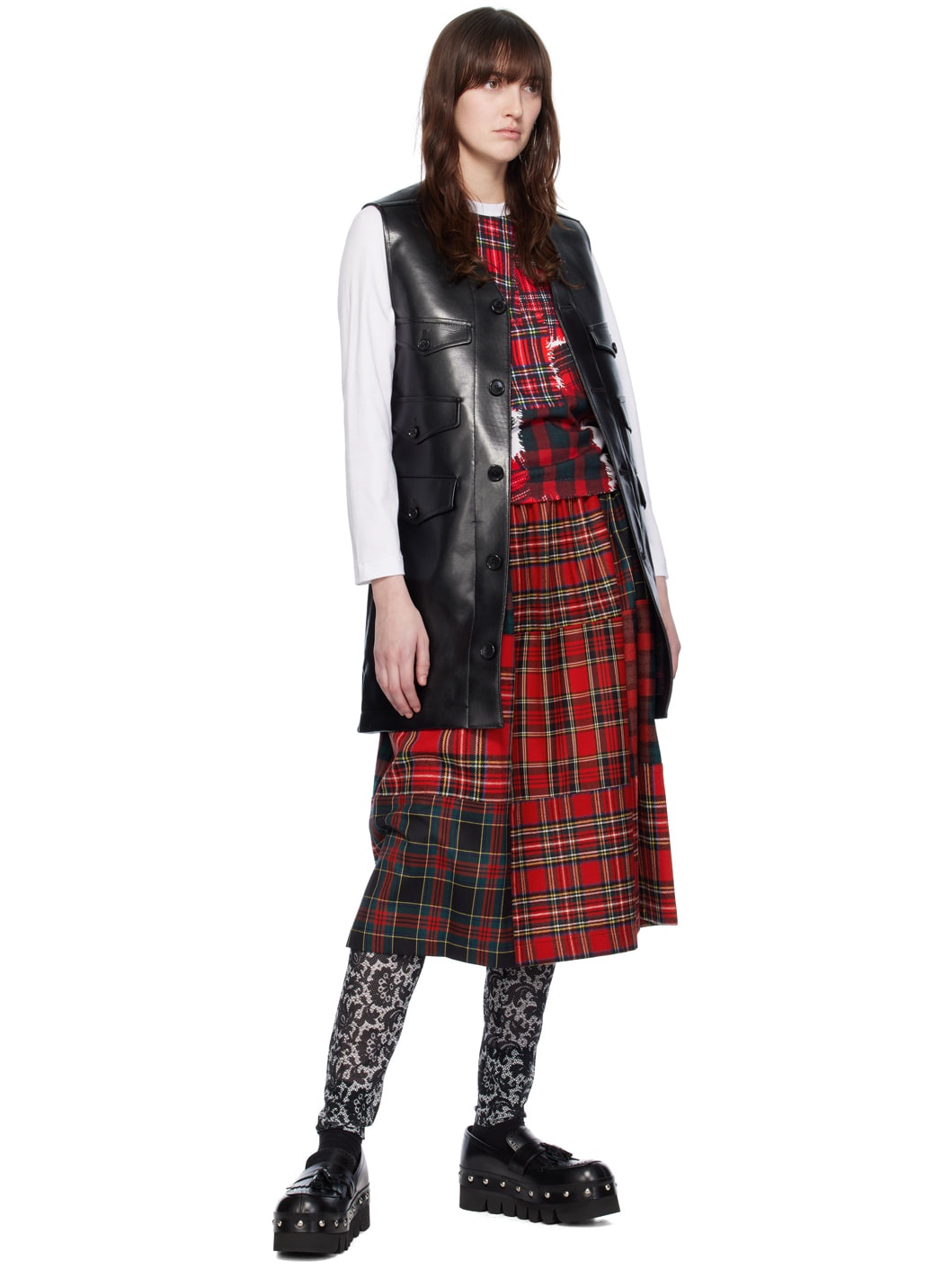 Black Belted Faux-Leather Vest - 4